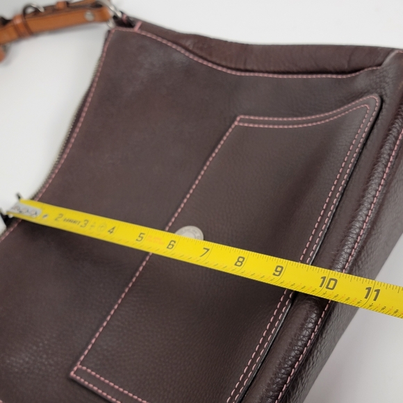 Coach Dark Brown Tan Gorgeous Pebble Leather Shoulder Bag Purse No H0669-F08E98 - Picture 14 of 16